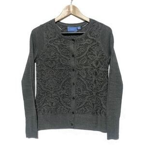 Vera Wang Lightweight Button Up Sweater Size Extra Small Button Up Dark Grey